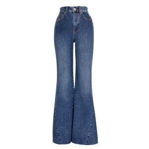 CO Collection High Rise Indigo Enhanced Seam Detail Flare Jeans
